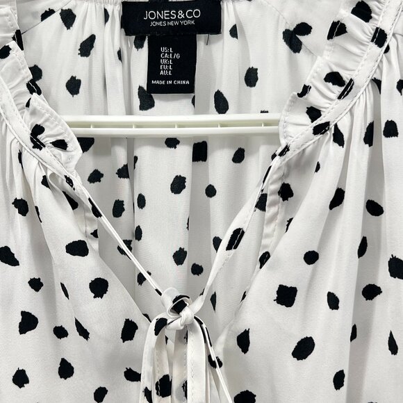 Jones & Co. Jones New York Polka Dot Blouse, Size L Feminine & Classic Preppy - Picture 2 of 10